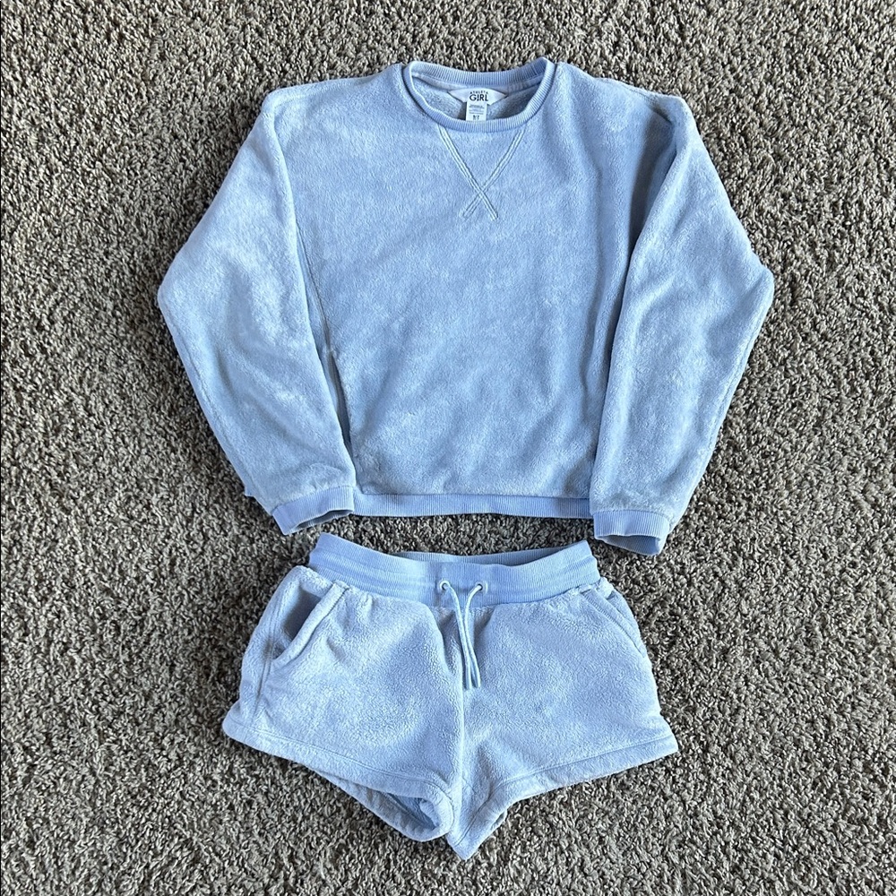 Athleta Girl Soft Sky Blue Fleece Set